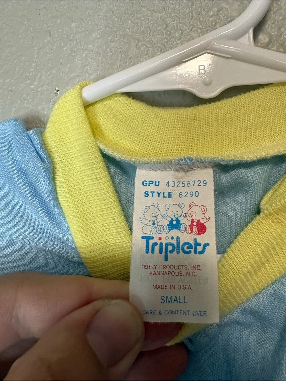 Vintage Triplets Colorblock Fleece Baby Romper Teddy Bear Small 80s 90s